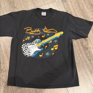Buddy Guy Black Graphic Short Sleeve Tee with Guitar Artwork